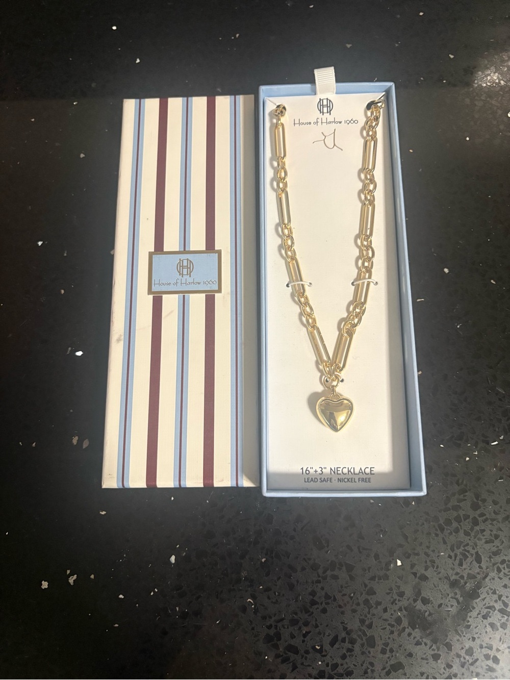 NEW House of Harlow 1960 Gold Heart Necklace